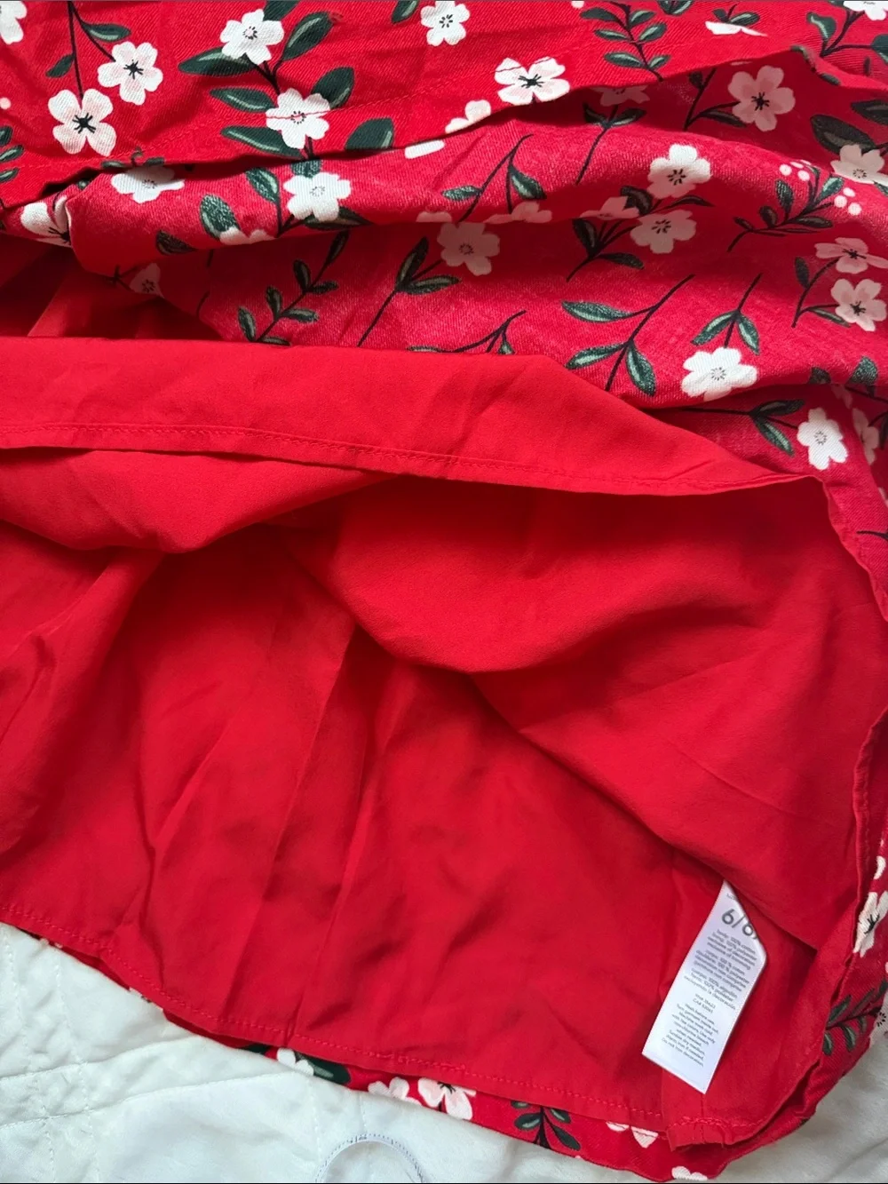 Carter's Red Floral Tie-Waist Sleeveless Dress